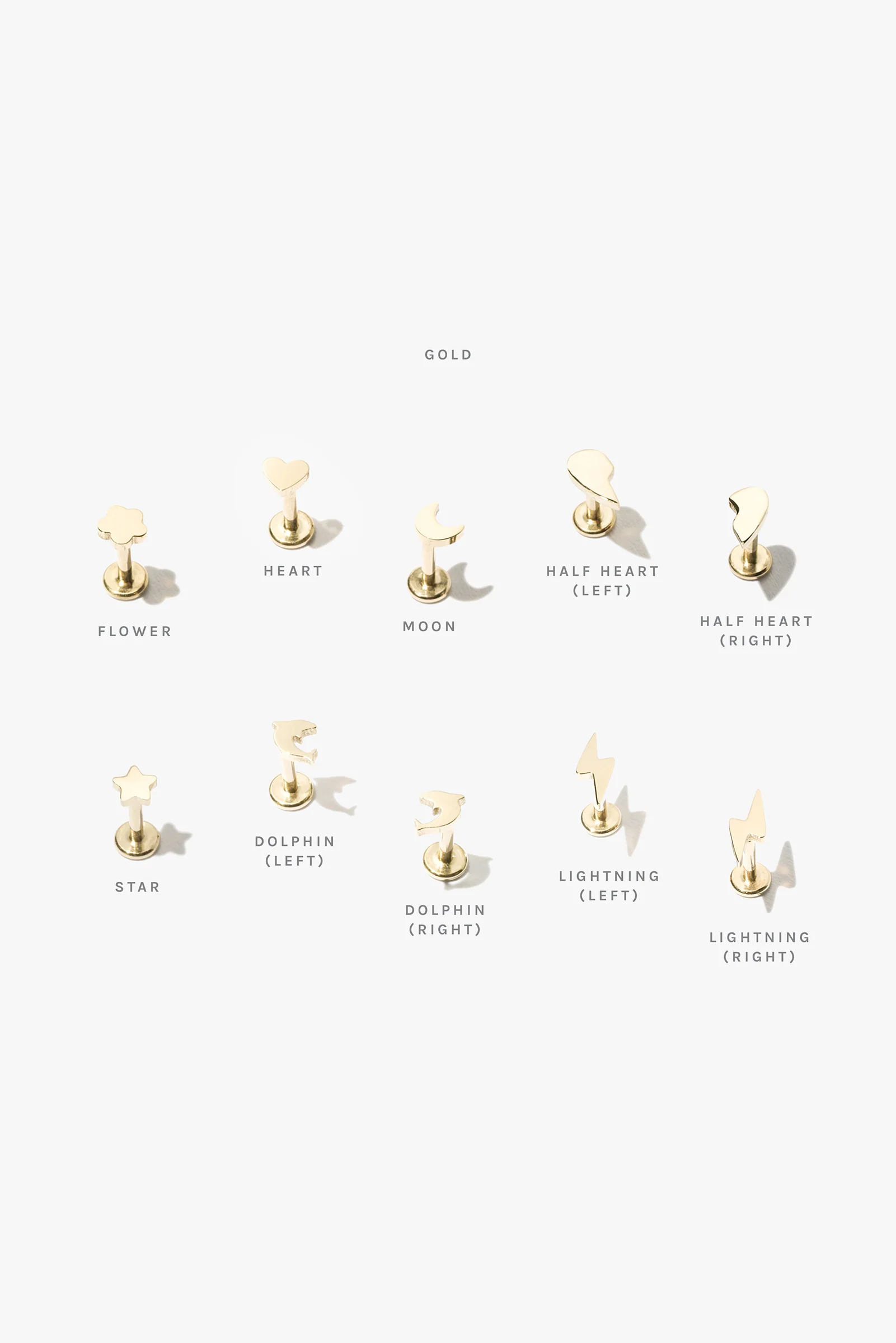 Half Heart Threaded Flat Back Stud (Right) - Image 13